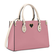 Load image into Gallery viewer, Ti Amo I love you - Exclusive Brand - Ruddy Pink- Luxury Womens PU Tote Bag - Cream Straps
