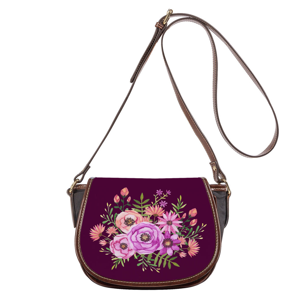 Ti Amo I love you - Exclusive Brand - Blackberry - Floral Bouquet - Saddle Bag