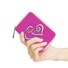 Load image into Gallery viewer, Ti Amo I love you - Exclusive Brand - Cerise - Double White Heart - PU Leather - Zipper Card Holder
