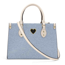 Load image into Gallery viewer, Ti Amo I love you - Exclusive Brand - Cloudy Blue Denim - Luxury Womens PU Tote Bag - Cream Straps
