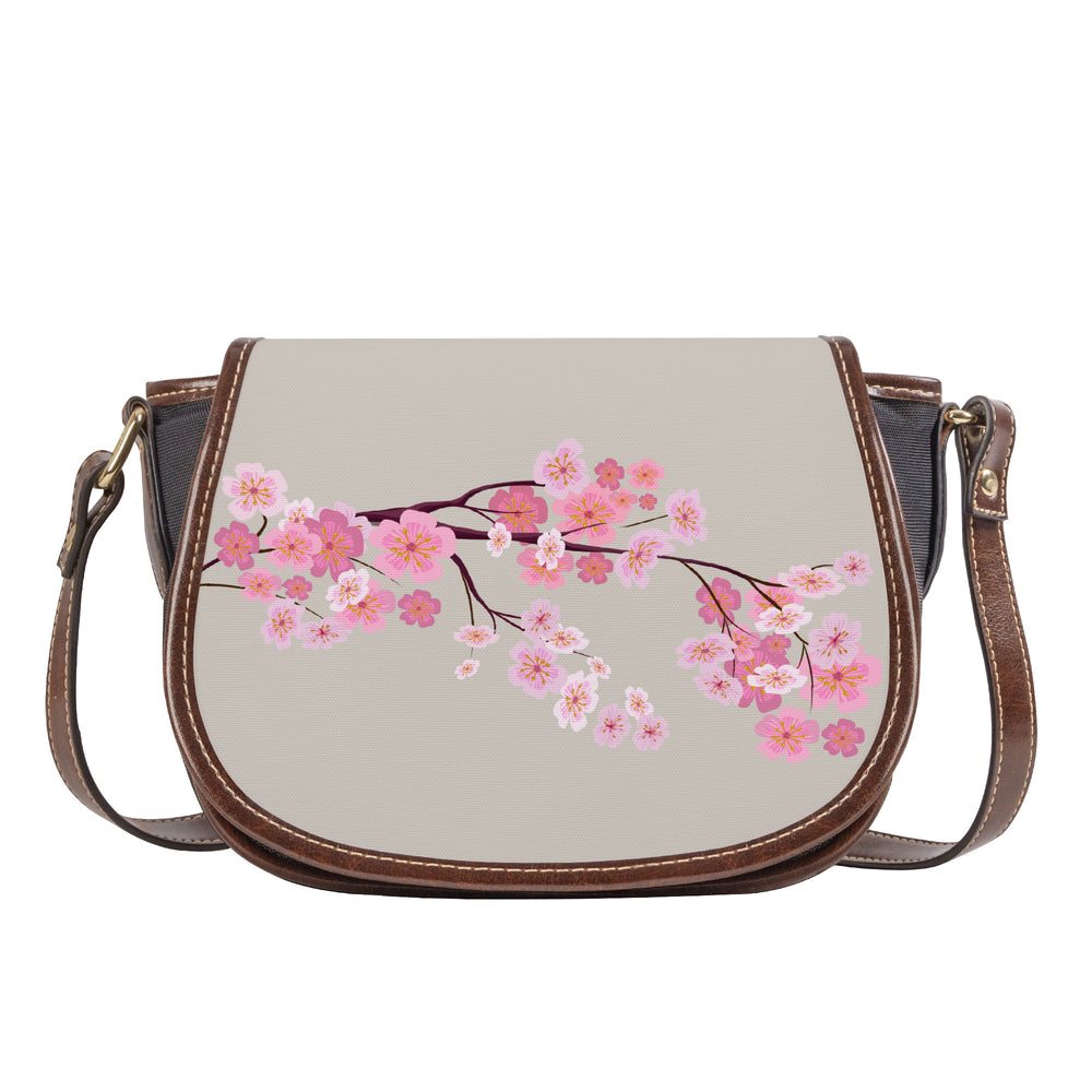 Ti Amo I love you - Exclusive Brand - Swirl - Pink Floral Branch - Saddle Bag
