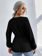 Load image into Gallery viewer, Notched Dropped Shoulder Knit Top Ti Amo I love you
