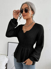 Load image into Gallery viewer, Notched Dropped Shoulder Knit Top Ti Amo I love you
