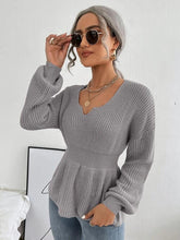 Load image into Gallery viewer, Notched Dropped Shoulder Knit Top Ti Amo I love you
