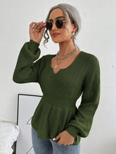 Load image into Gallery viewer, Notched Dropped Shoulder Knit Top Ti Amo I love you
