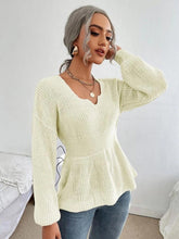 Load image into Gallery viewer, Notched Dropped Shoulder Knit Top Ti Amo I love you
