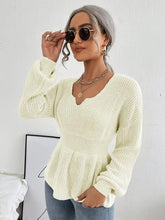 Load image into Gallery viewer, Notched Dropped Shoulder Knit Top Ti Amo I love you
