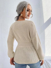 Load image into Gallery viewer, Notched Dropped Shoulder Knit Top Ti Amo I love you
