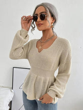 Load image into Gallery viewer, Notched Dropped Shoulder Knit Top Ti Amo I love you
