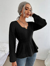 Load image into Gallery viewer, Notched Dropped Shoulder Knit Top Ti Amo I love you
