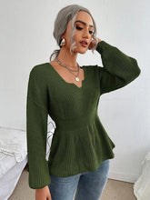 Load image into Gallery viewer, Notched Dropped Shoulder Knit Top Ti Amo I love you
