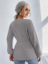 Load image into Gallery viewer, Notched Dropped Shoulder Knit Top Ti Amo I love you
