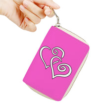 Load image into Gallery viewer, Ti Amo I love you - Exclusive Brand - Light Deep Pink  - Double White Heart - PU Leather - Zipper Card Holder
