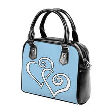 Load image into Gallery viewer, Ti Amo I love you - Exclusive Brand - Jeans Blue  - Double White Heart - Shoulder Handbag
