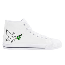 Load image into Gallery viewer, Ti Amo I love you  - Exclusive Brand  - White - Dove with Olive Branch - High-Top Canvas Shoes - White Soles
