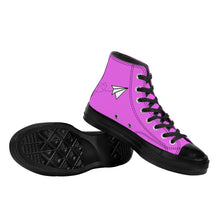 Load image into Gallery viewer, Ti Amo I love you - Exclusive Brand - Deep Lavender Magenta - Paper Airplane - High Top Canvas Shoes - Black Soles
