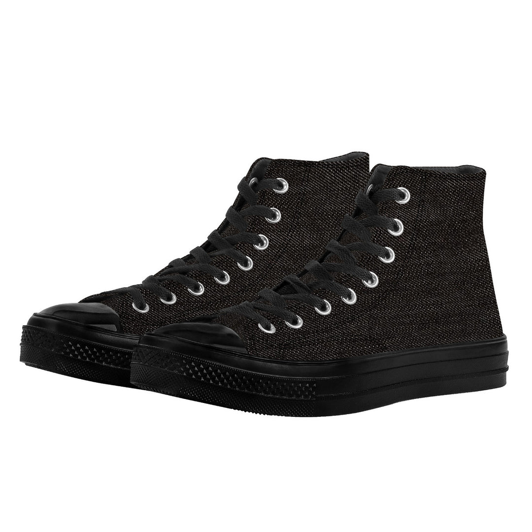 Ti Amo I love you - Exclusive Brand - Black Denim - High Top Canvas Shoes - Black  Soles