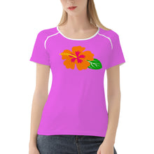 Load image into Gallery viewer, Ti Amo I love you - Exclusive Brand  - Deep Lavender Magenta - Hawaiian Flower - Women&#39;s T shirt - Sizes XS-2XL
