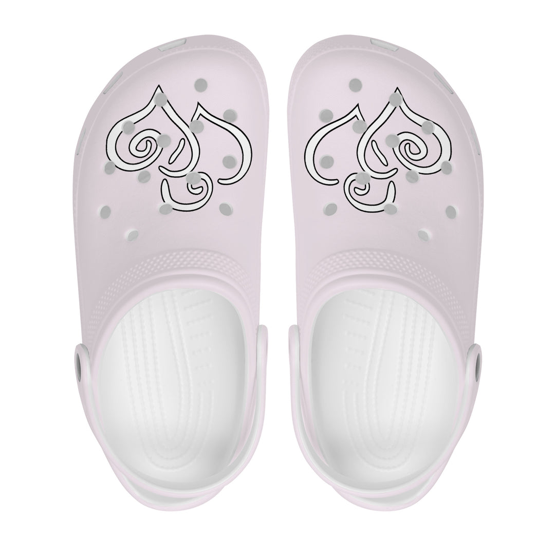 Ti Amo I love you - Exclusive Brand - Prim - Double White Heart - Womens Classic Clogs - Sizes 5-14.5