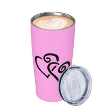 Load image into Gallery viewer, Ti Amo I love you - Exclusive Brand - Lavender Rose - Double Black Heart - 20oz Stainless Steel Straw Lid Cup
