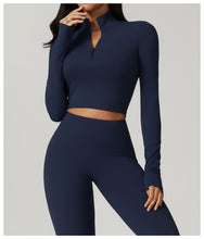 Load image into Gallery viewer, Sollinarry Zipper Tight Long Sleeve Yoga Wear Sports T shirt Autumn Winter High Strength Quick Drying Running Fitness Top
