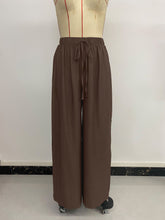 Load image into Gallery viewer, Womens Casual Simple Lace up Thin Solid Color Loose Wide Leg Pants
