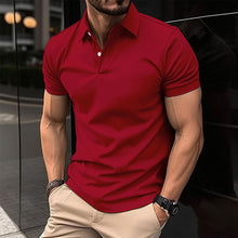 Load image into Gallery viewer, Summer Short Sleeve Polo Shirt Men Solid Color Button Lapel Button Top
