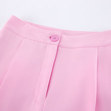 Load image into Gallery viewer, Womens Pink Gentle Sleeveless Collar Loose Fitting Waistcoat High Waist Pocket Wide Leg Pants Summer Casual Set
