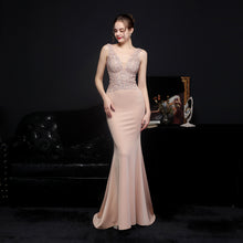 Load image into Gallery viewer, Wedding Diamond Toast Dress Bride Long Appreciation Dinner Fishtail Dress Evening Dress
