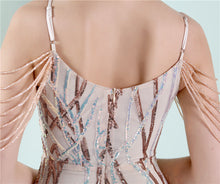 Load image into Gallery viewer, Sling Sequin Toast Dress Bride Long Appreciation Dinner Slim-Fit Fishtail Wedding Car Model Exhibition Dress
