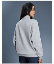 Load image into Gallery viewer, Womens Autumn Winter Half Zipper Fleece Lined Thickening Stand Collar Sweater Casual Loose All Matching Warm Top
