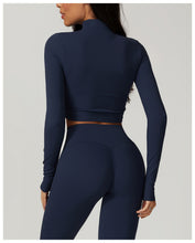 Load image into Gallery viewer, Sollinarry Zipper Tight Long Sleeve Yoga Wear Sports T shirt Autumn Winter High Strength Quick Drying Running Fitness Top
