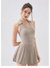 Load image into Gallery viewer, Fanxin Nude Feel Breathable Lapels Beauty Back Workout Bra Tight Outdoor Sports Running Fitness Yoga Vest
