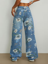 Load image into Gallery viewer, Street Trends Loose Straight Wide Leg Printed Denim Jeans
