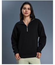 Load image into Gallery viewer, Womens Autumn Winter Half Zipper Fleece Lined Thickening Stand Collar Sweater Casual Loose All Matching Warm Top
