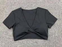 Load image into Gallery viewer, Yoga Short Sleeve Skinny V Neck Sports Short Sleeve T Shirt Top High Intensity Shockproof Quick Drying Running Fitness Clothes
