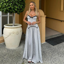 Load image into Gallery viewer, Womens Summer Sweet Skinny Slimming Backless Braces in White Polka Dot Dress
