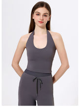 Load image into Gallery viewer, Womens Halter Lace up Yoga Clothes Vest High Grade Sexy Beauty Back Slim Fit Fitness Vest Bra
