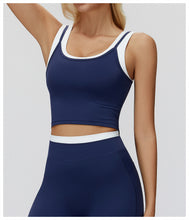 Load image into Gallery viewer, 2pc Set -  Split Vest Contrast Color Nude Feel Running Exercise Underwear Casual Top
