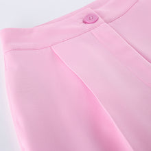 Load image into Gallery viewer, Womens Pink Gentle Sleeveless Collar Loose Fitting Waistcoat High Waist Pocket Wide Leg Pants Summer Casual Set
