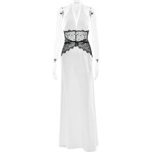 Load image into Gallery viewer, Summer Elegant Deep V Plunge Silky Satin Halter Sheer Waist Tight Sexy Dress
