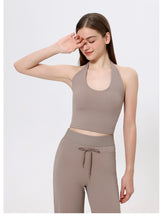 Load image into Gallery viewer, Womens Halter Lace up Yoga Clothes Vest High Grade Sexy Beauty Back Slim Fit Fitness Vest Bra
