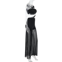 Load image into Gallery viewer, Womens Sexy Mesh Stitching Tube Top One Piece Wide Leg Pants Hollow Out Cutout - See Through
