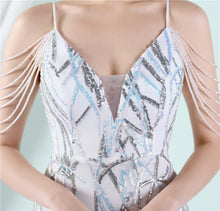 Load image into Gallery viewer, Sling Sequin Toast Dress Bride Long Appreciation Dinner Slim-Fit Fishtail Wedding Car Model Exhibition Dress
