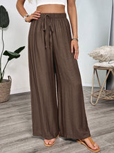 Load image into Gallery viewer, Womens Casual Simple Lace up Thin Solid Color Loose Wide Leg Pants
