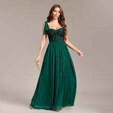 Load image into Gallery viewer, Sequined Stitching Chiffon High Slit Party Birthday Evening Gown Tied Strap Backless Prom a Swing Dress
