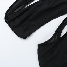 Load image into Gallery viewer, Womens Sexy Mesh Stitching Tube Top One Piece Wide Leg Pants Hollow Out Cutout - See Through
