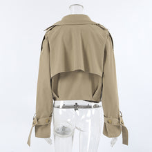 Load image into Gallery viewer, Womens Autumn Khaki Double Breasted Collar Trench Casual Jacket Coat
