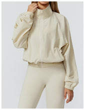 Load image into Gallery viewer, Womens Quick Drying Stand Collar Sports Jacket Zipper Windproof Outdoor Running Workout Long Sleeve Yoga Coat
