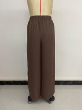 Load image into Gallery viewer, Womens Casual Simple Lace up Thin Solid Color Loose Wide Leg Pants
